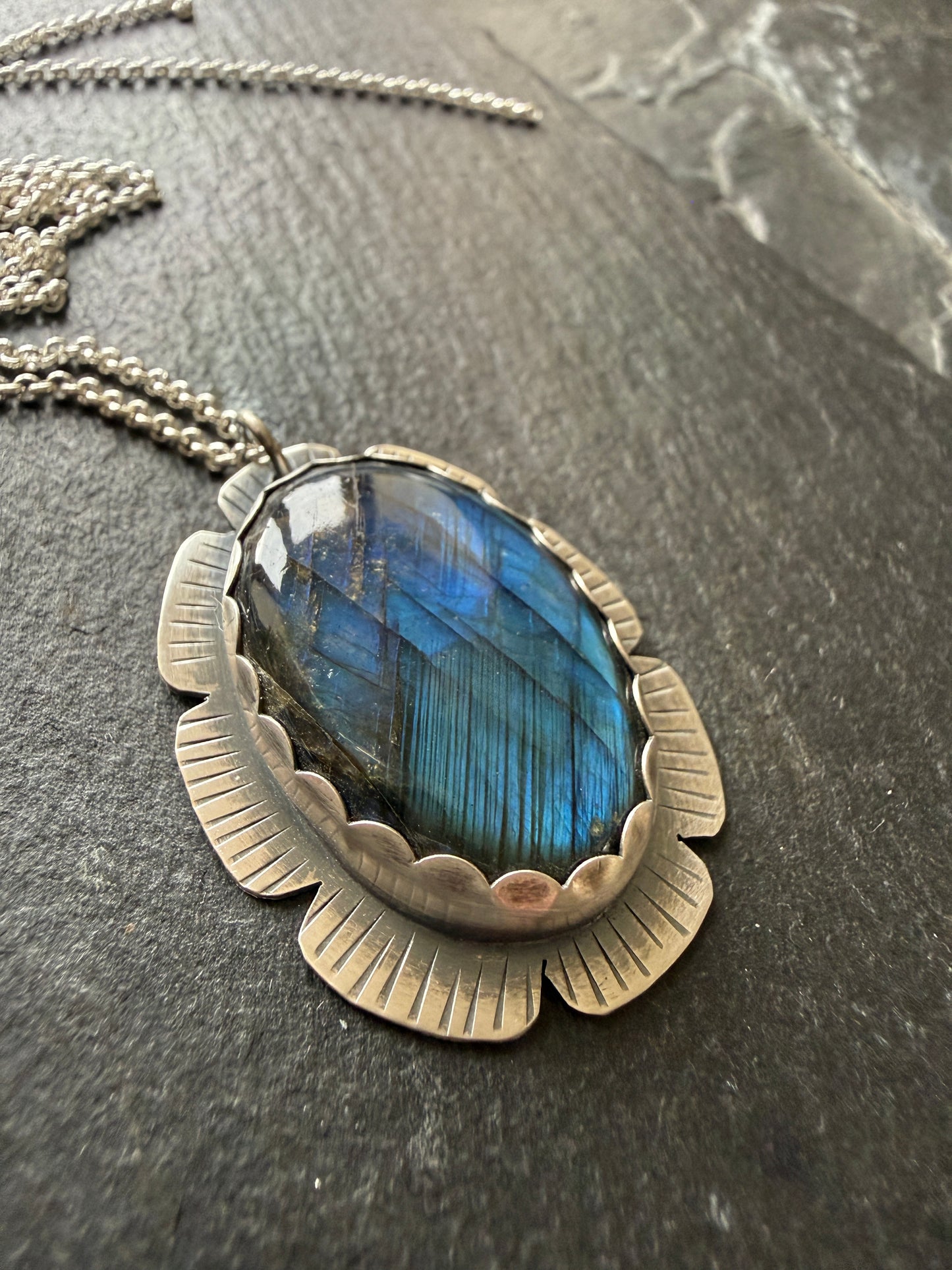 Flashy Labradorite Stone in Sterling Silver