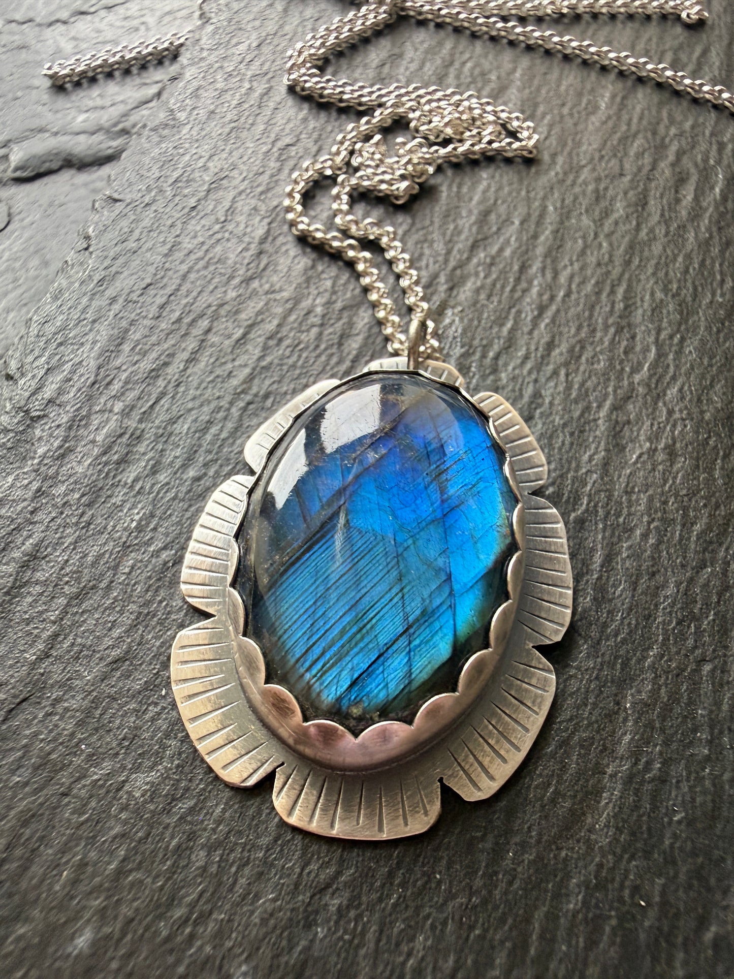 Flashy Labradorite Stone in Sterling Silver