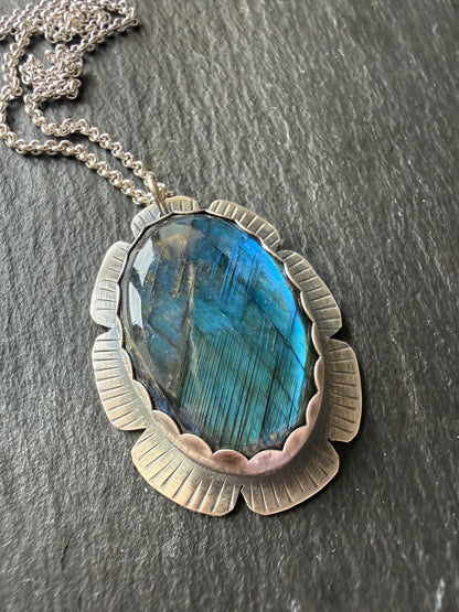Flashy Labradorite Stone in Sterling Silver