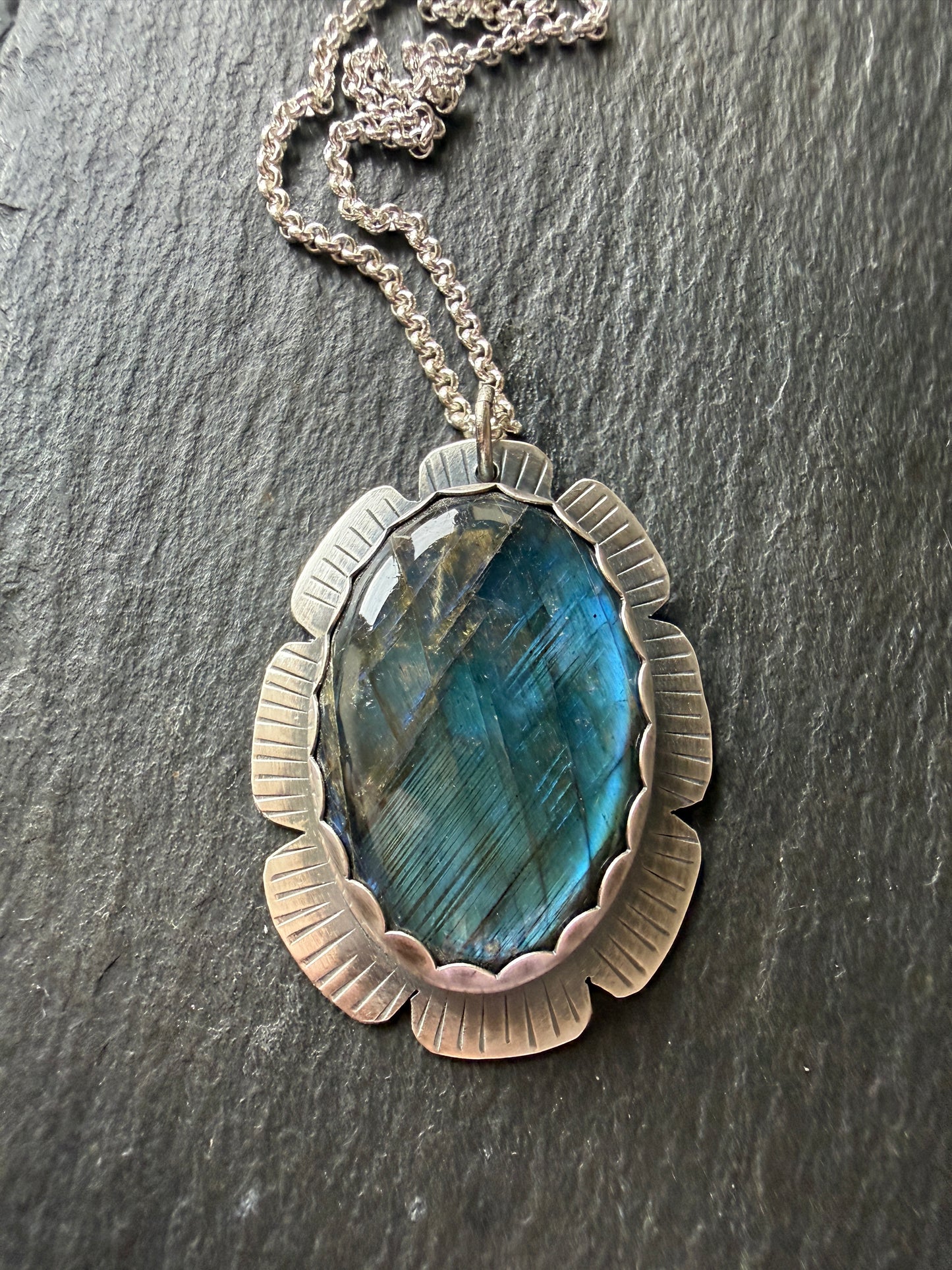 Flashy Labradorite Stone in Sterling Silver