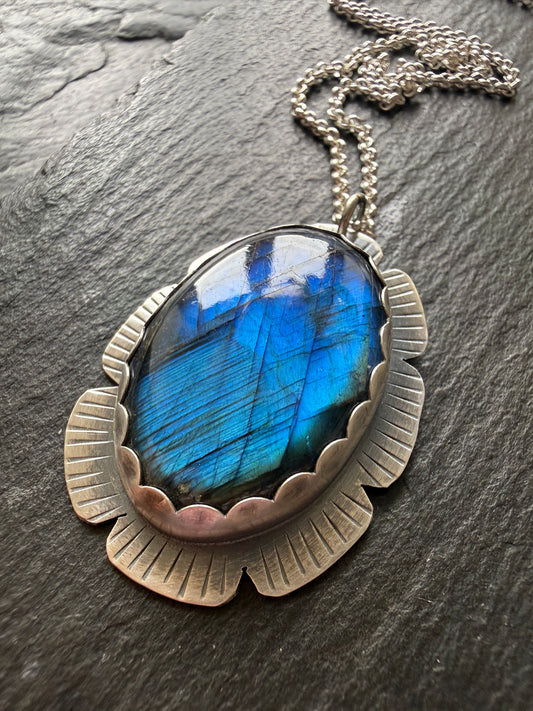 Flashy Labradorite Stone in Sterling Silver