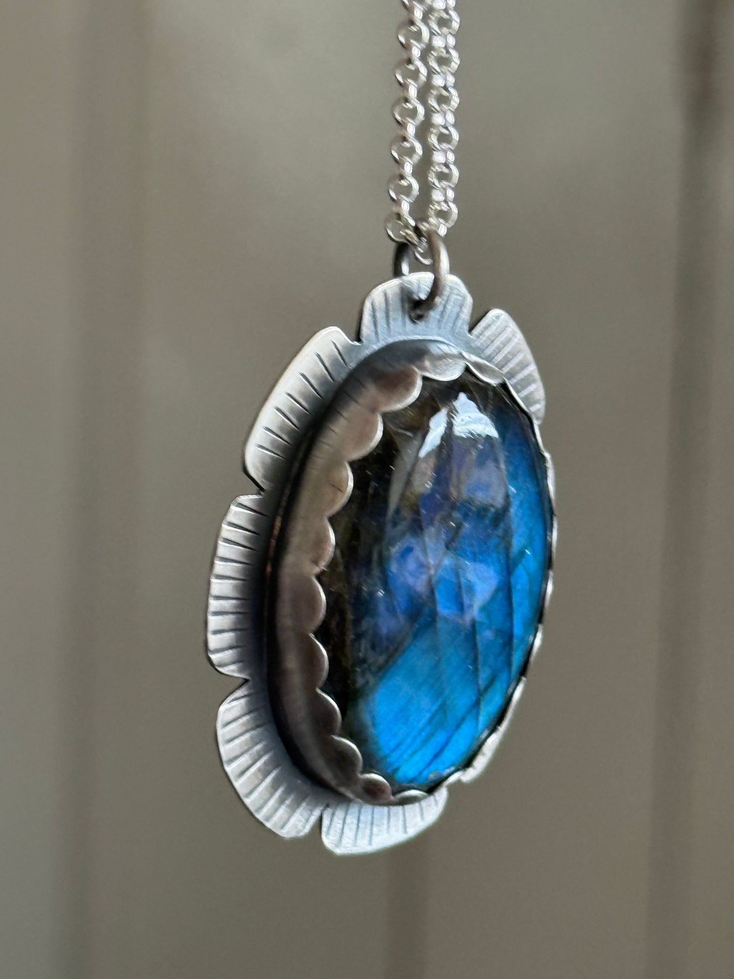 Flashy Labradorite Stone in Sterling Silver