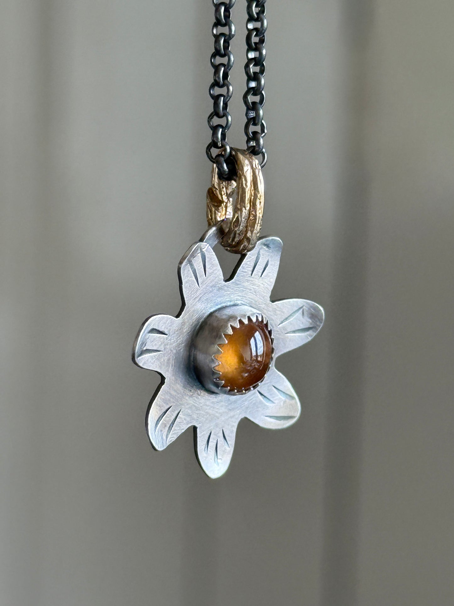 Orange Garnet Flower Pendant