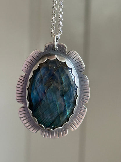 Flashy Labradorite Stone in Sterling Silver