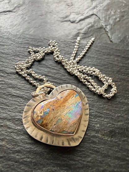 Large Opal Heart Pendant