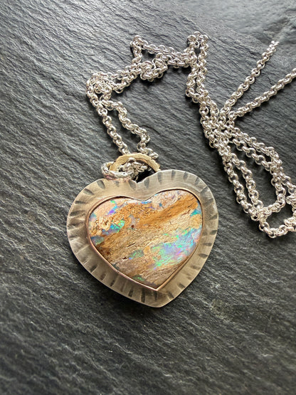 Large Opal Heart Pendant