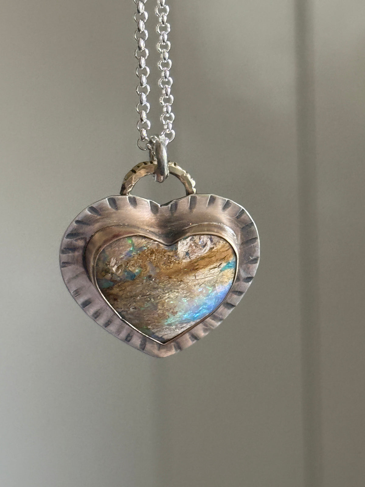 Large Opal Heart Pendant