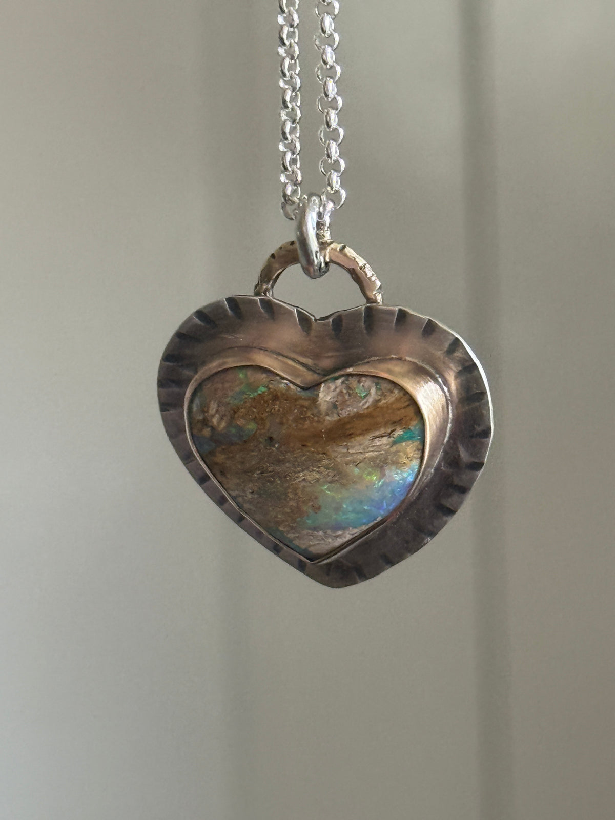 Large Opal Heart Pendant