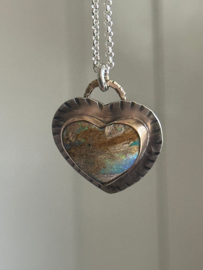 Large Opal Heart Pendant