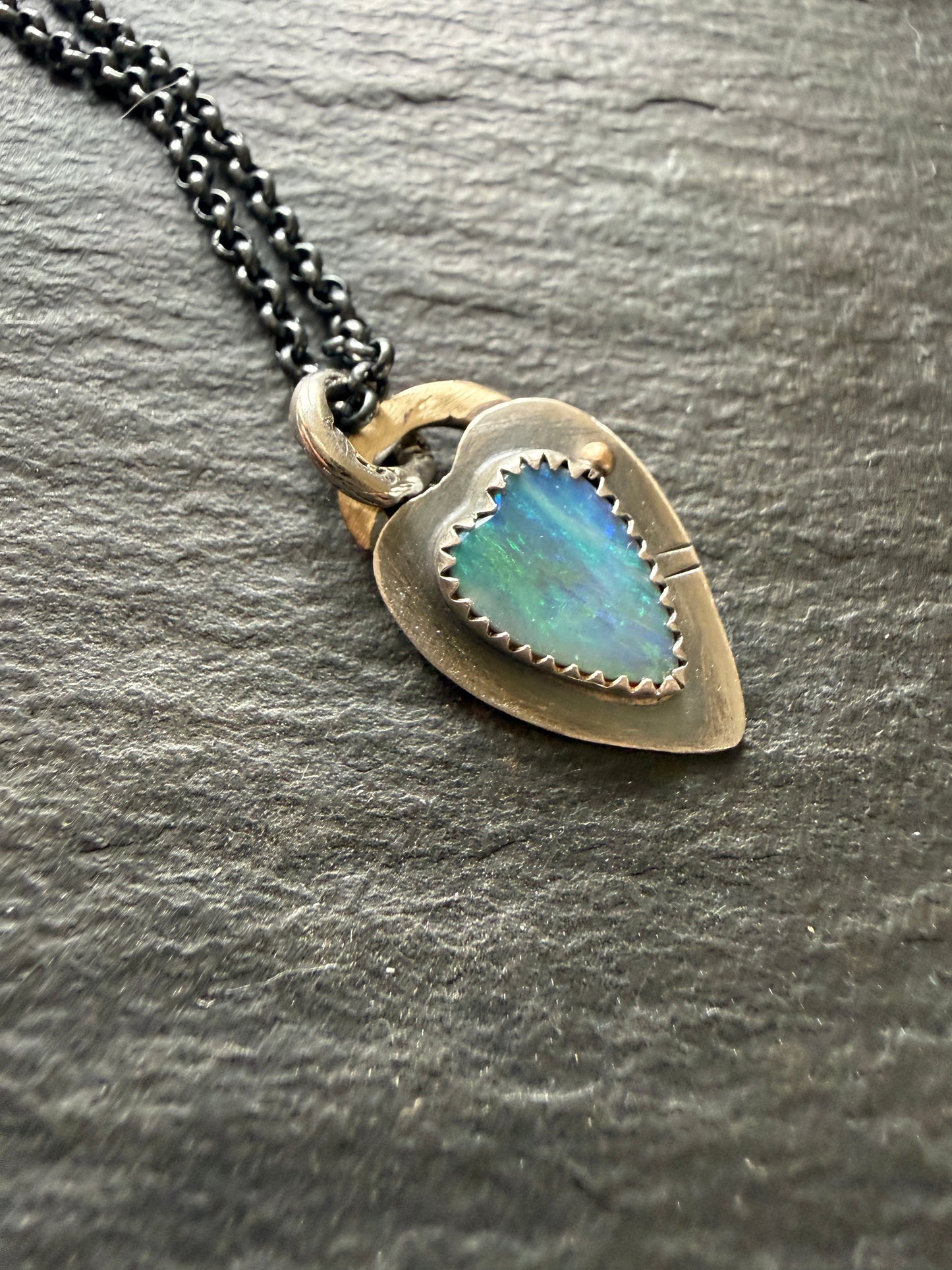 Ultra Dainty heart Opal pendant