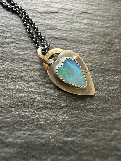 Ultra Dainty heart Opal pendant