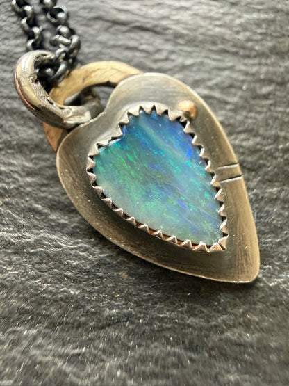 Ultra Dainty heart Opal pendant