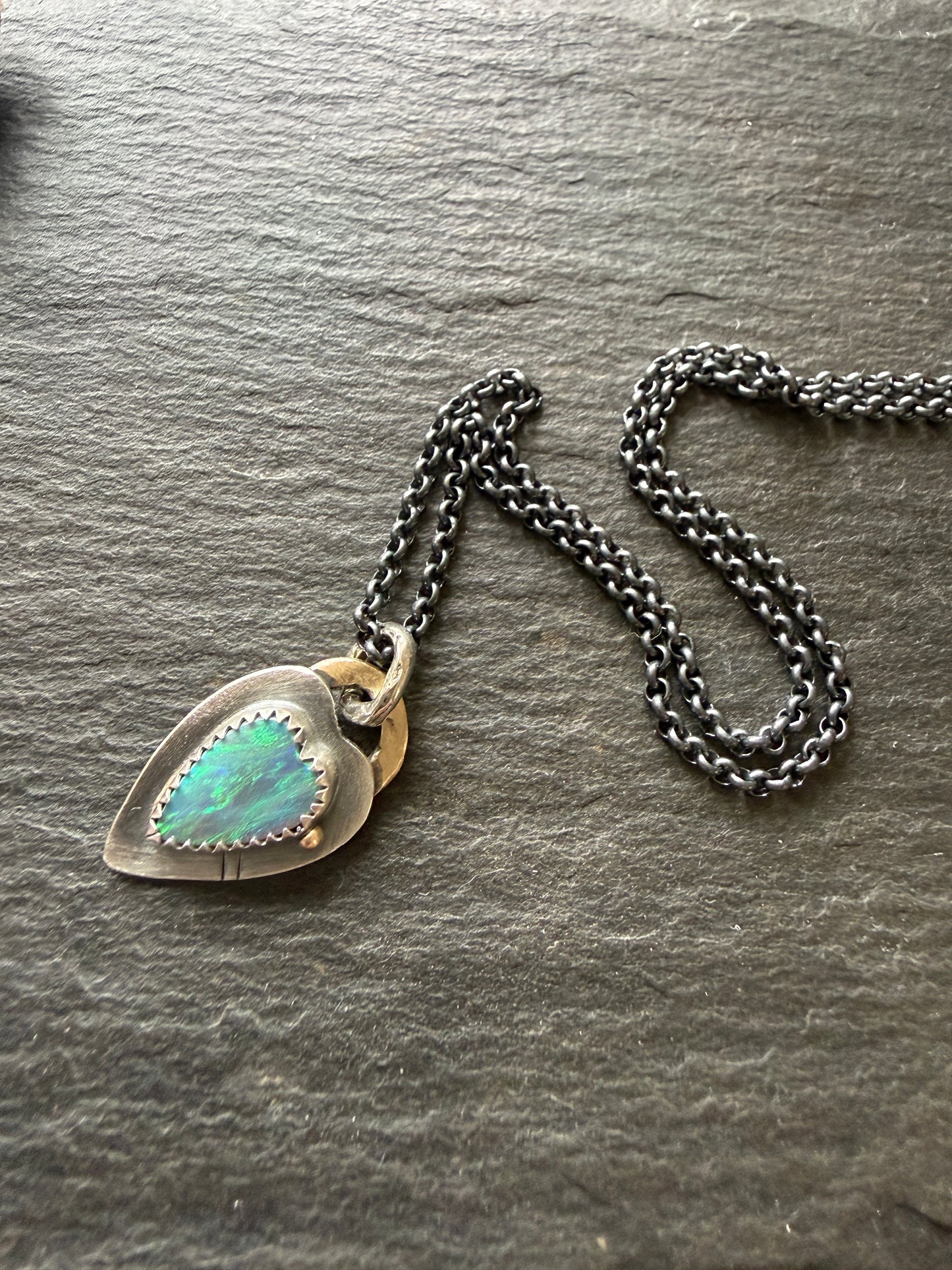 Ultra Dainty heart Opal pendant