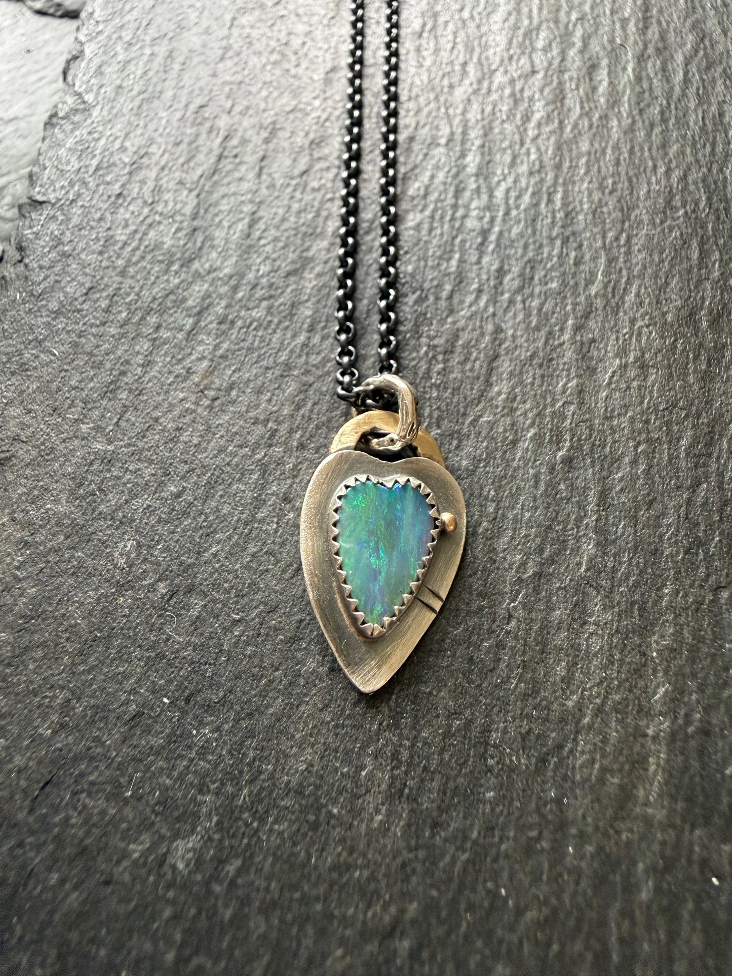 Ultra Dainty heart Opal pendant