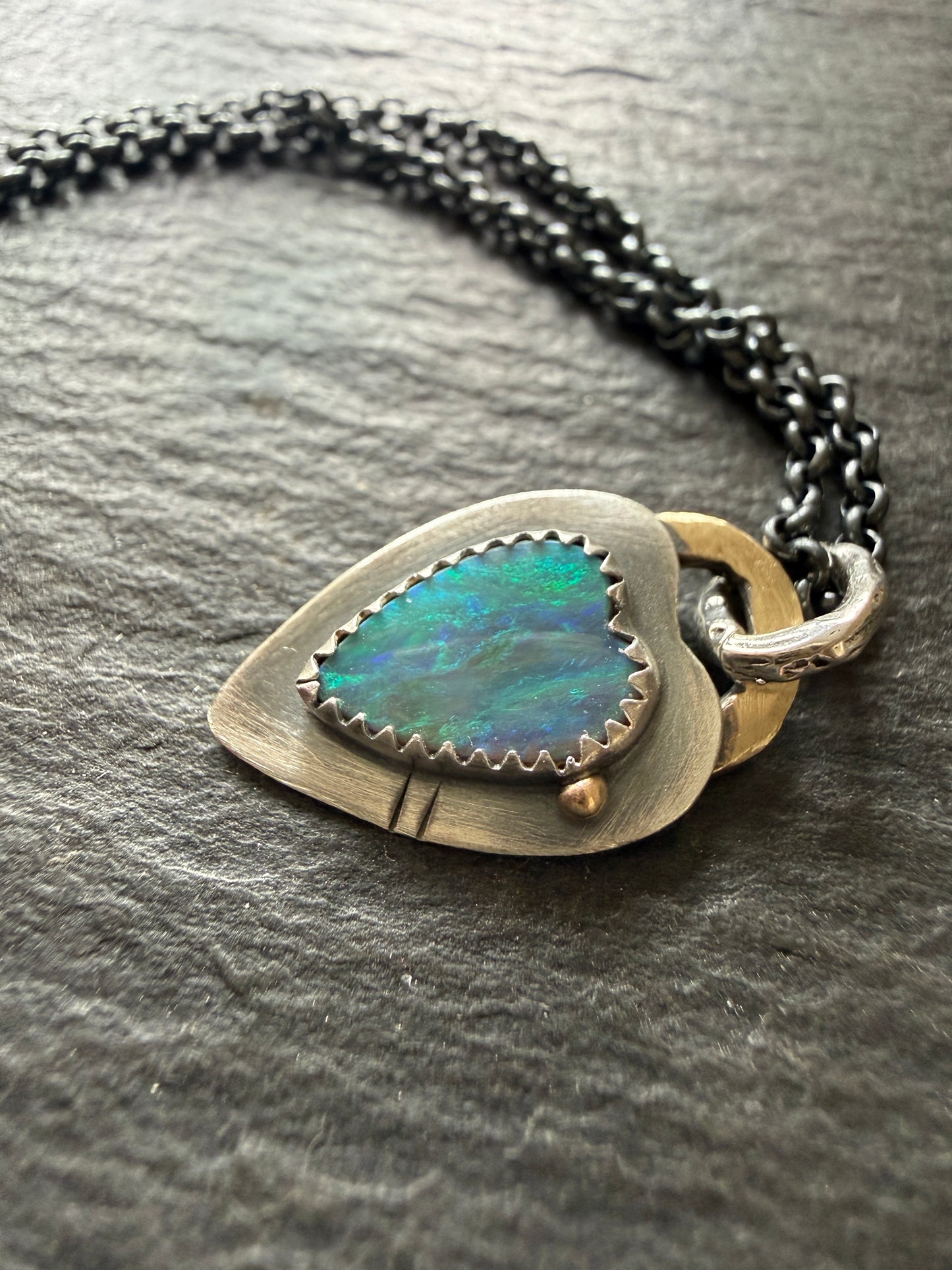 Ultra Dainty heart Opal pendant