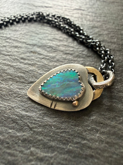 Ultra Dainty heart Opal pendant