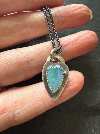 Ultra Dainty heart Opal pendant