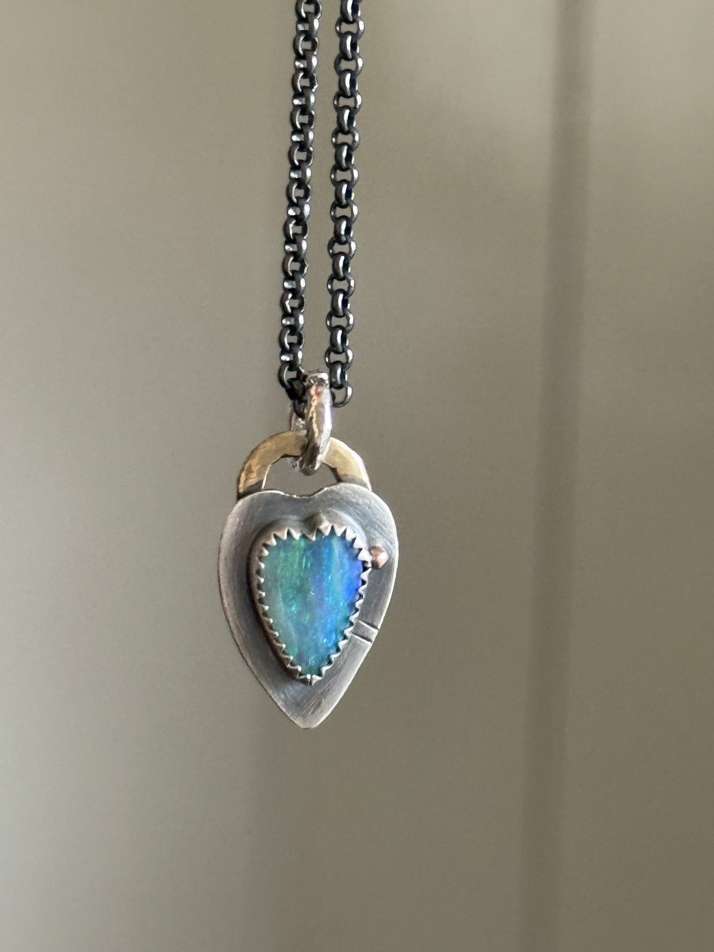 Ultra Dainty heart Opal pendant