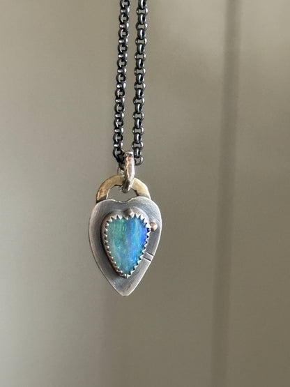Ultra Dainty heart Opal pendant