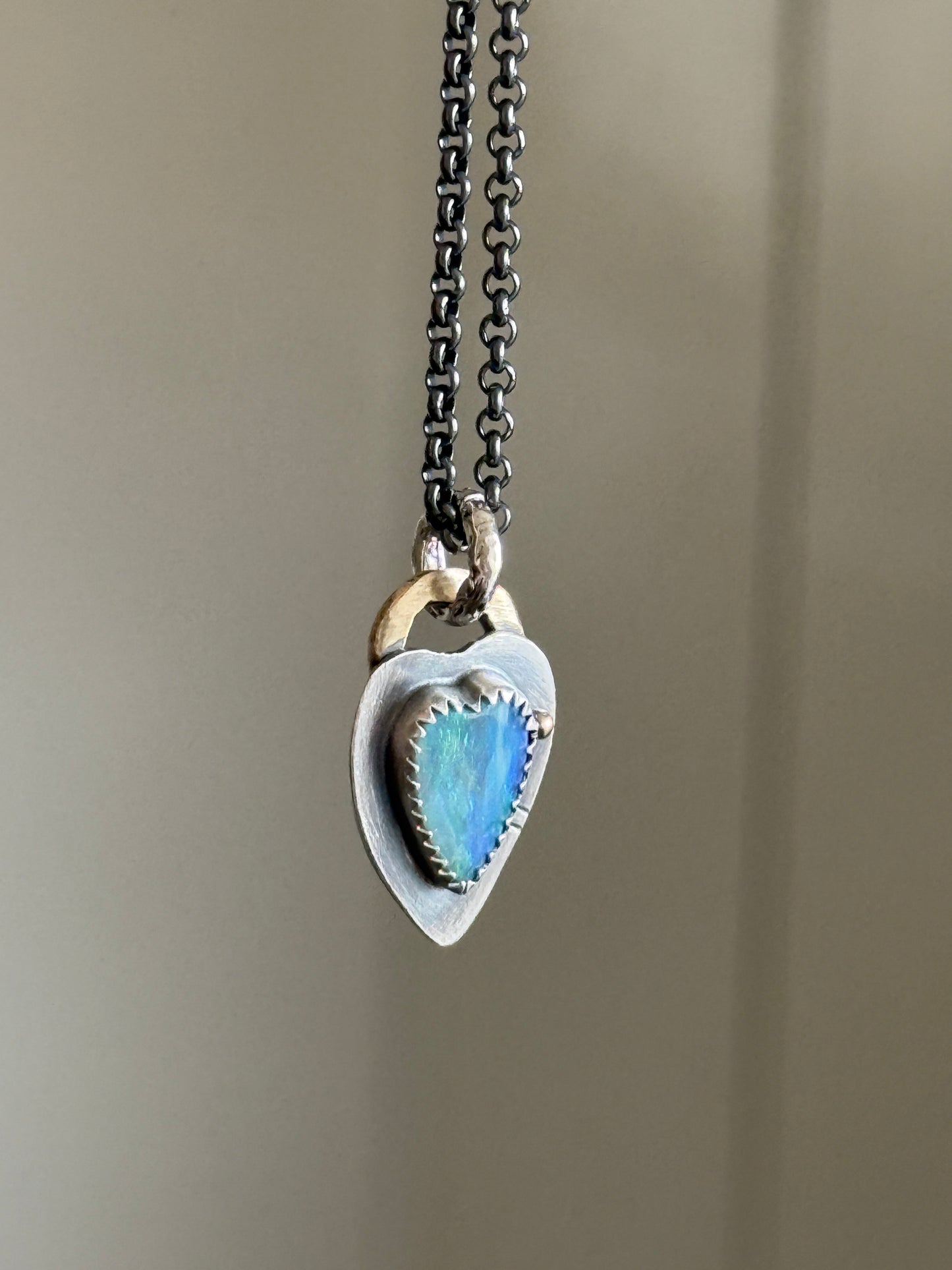 Ultra Dainty heart Opal pendant