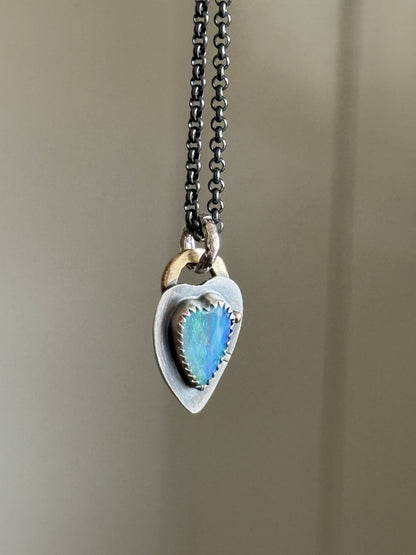 Ultra Dainty heart Opal pendant