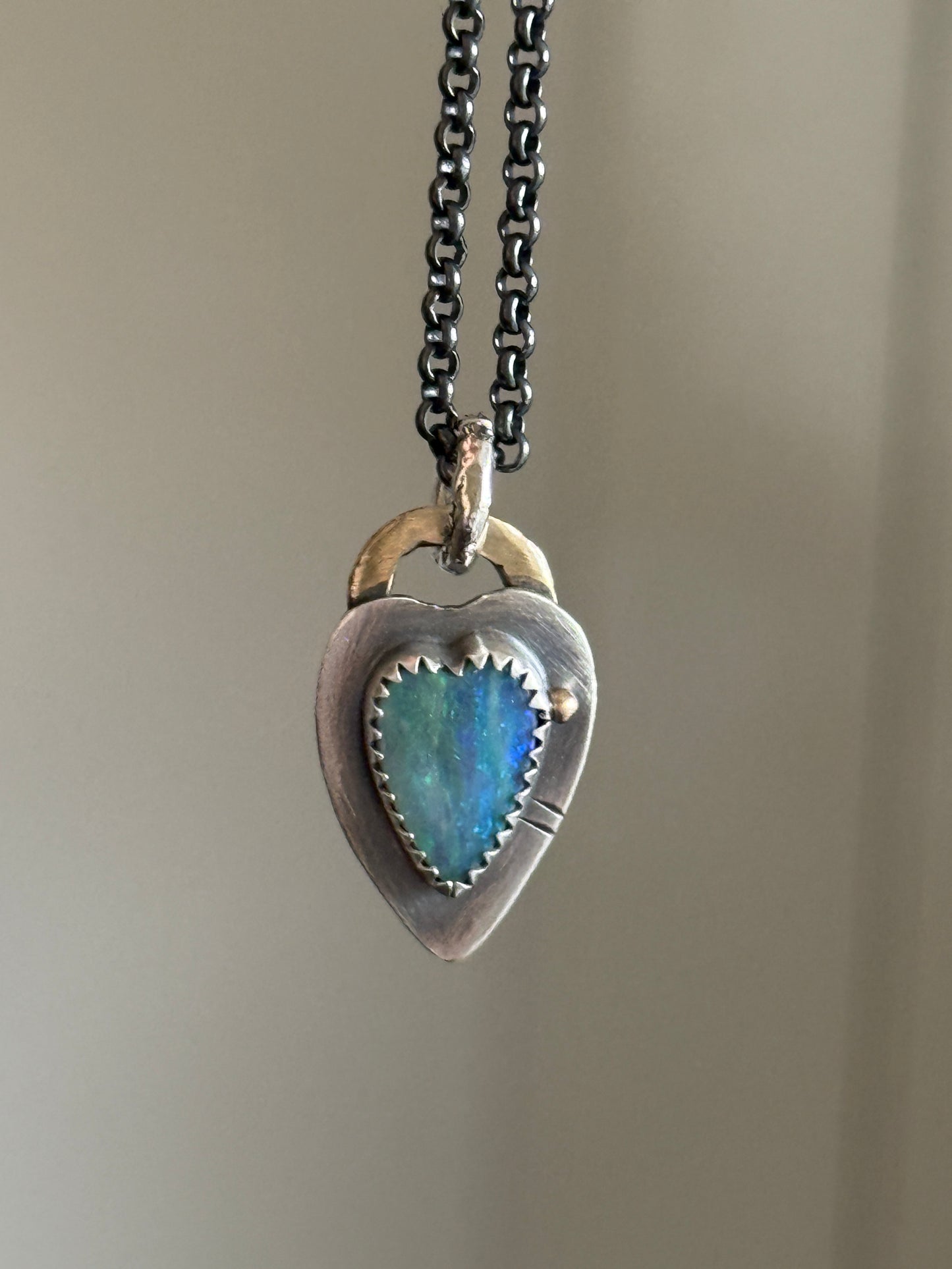 Ultra Dainty heart Opal pendant