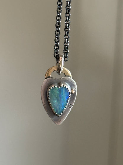 Ultra Dainty heart Opal pendant
