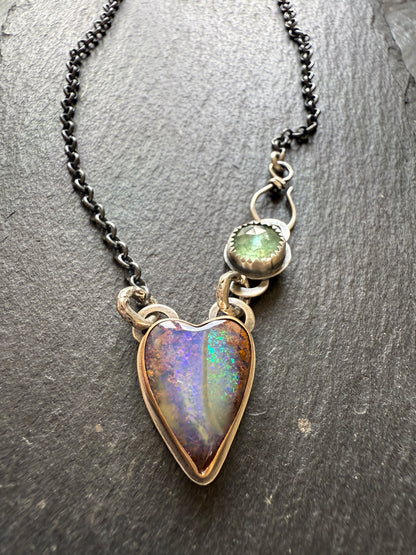 Purple & Green Heart Opal Pendant