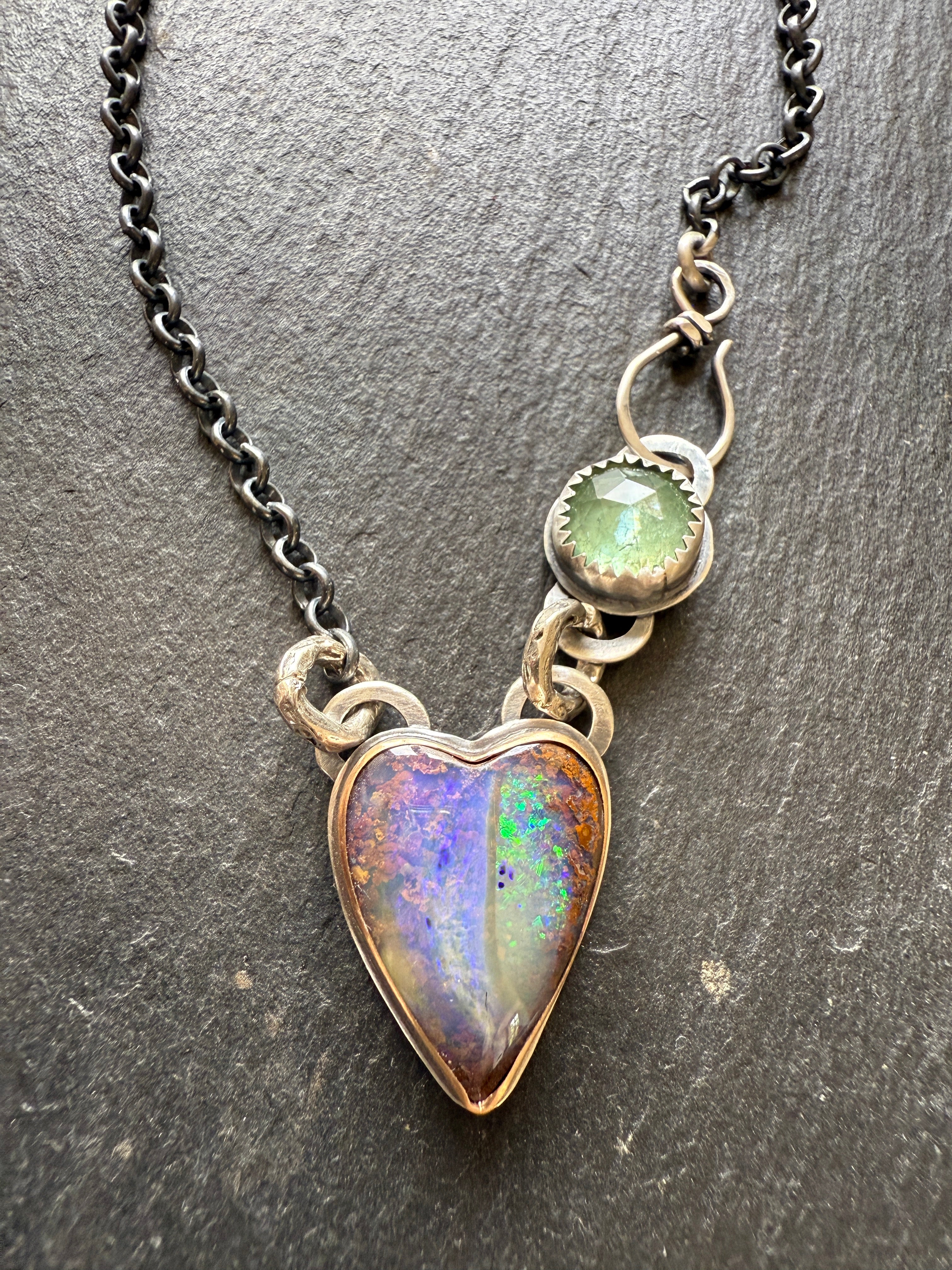 Purple & Green Heart Opal Pendant – MollyMooJewels