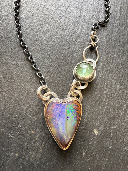 Purple & Green Heart Opal Pendant