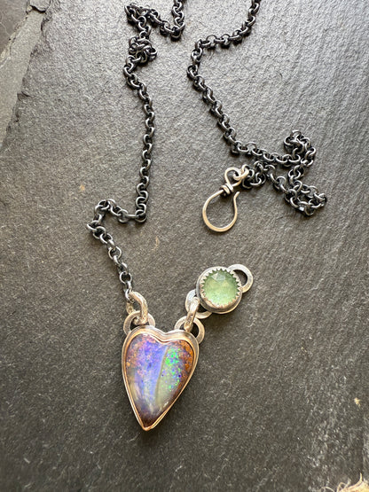 Purple & Green Heart Opal Pendant
