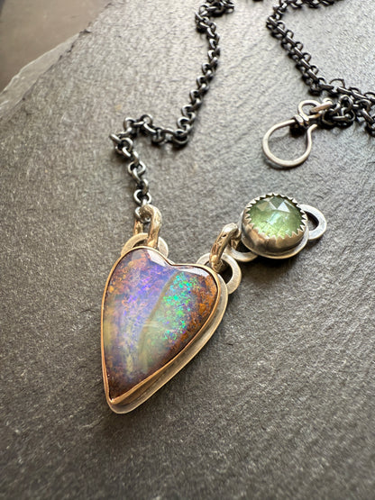 Purple & Green Heart Opal Pendant