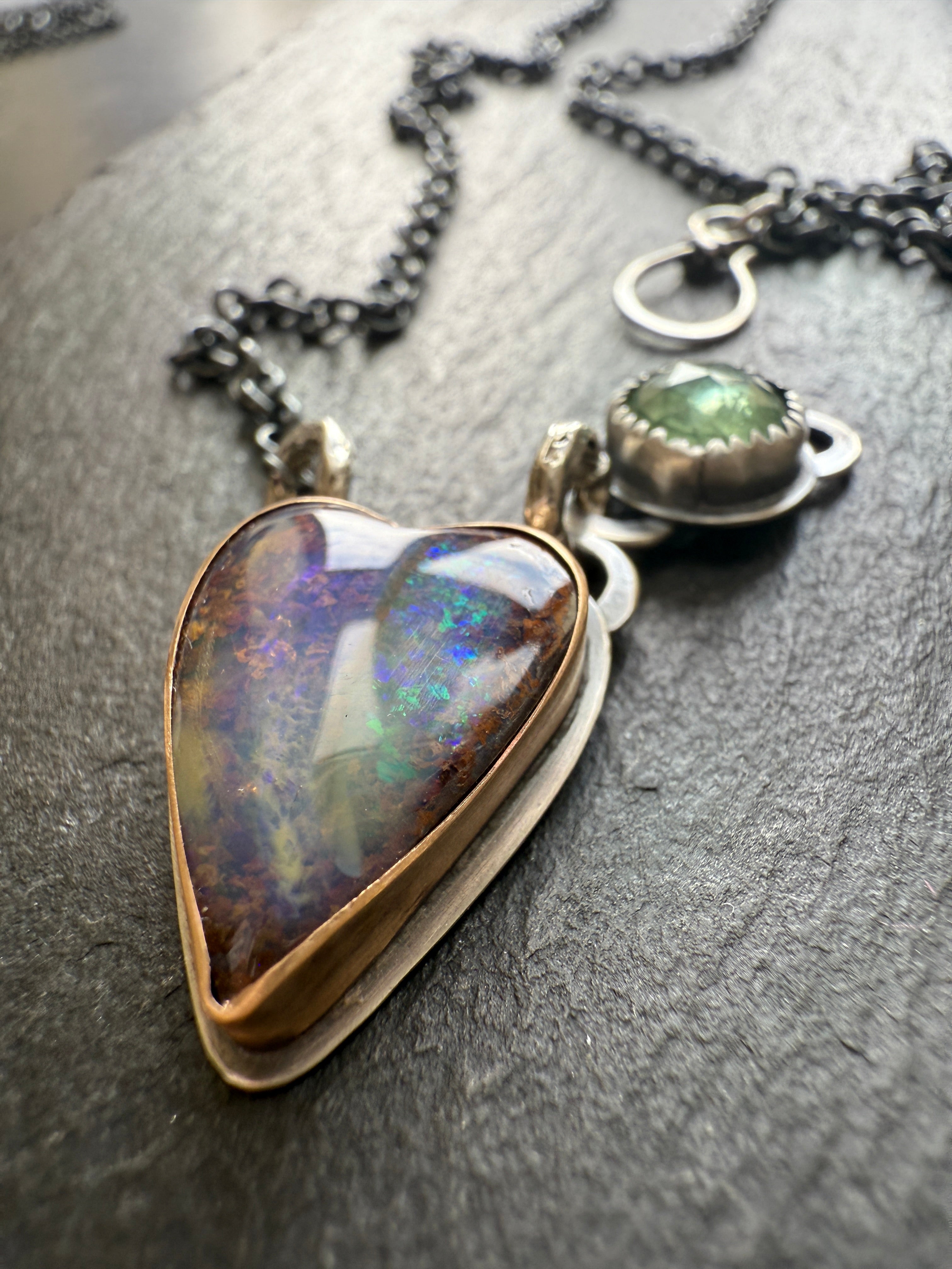 Purple & Green Heart Opal Pendant – MollyMooJewels