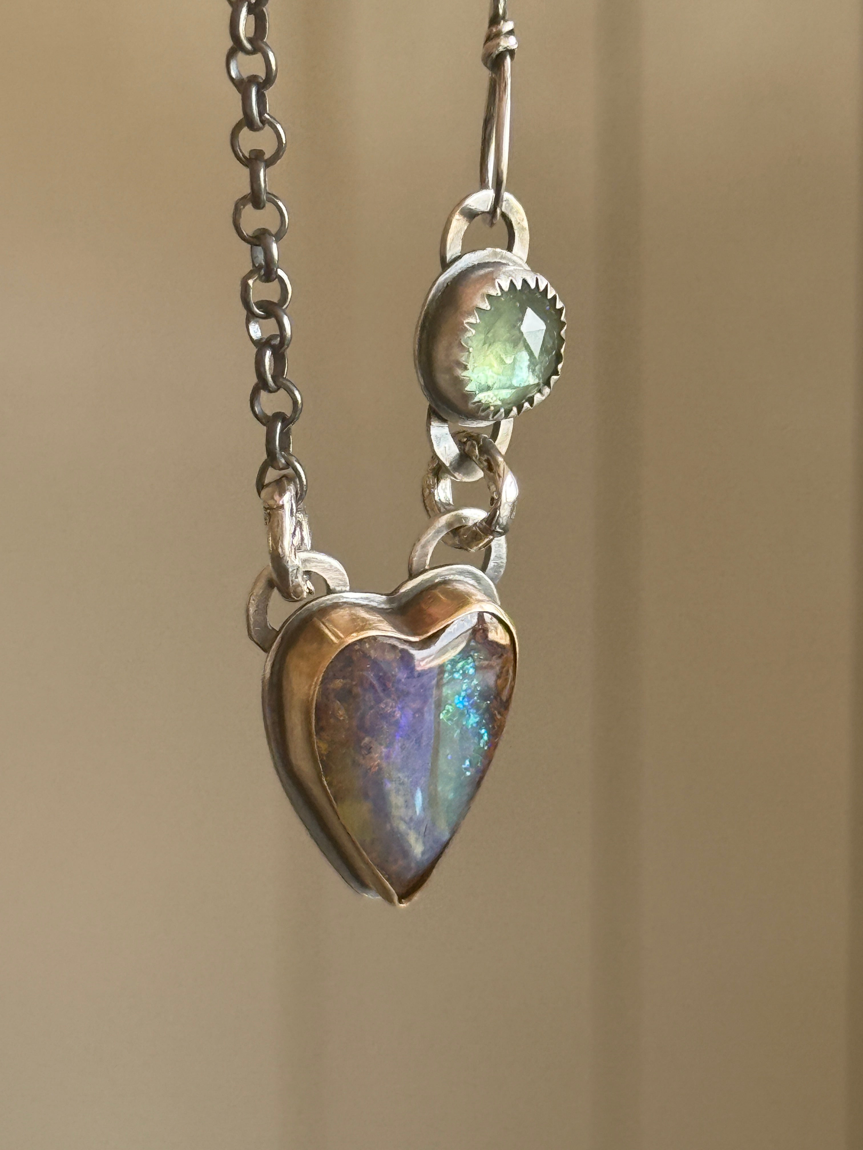 Purple & Green Heart Opal Pendant – MollyMooJewels