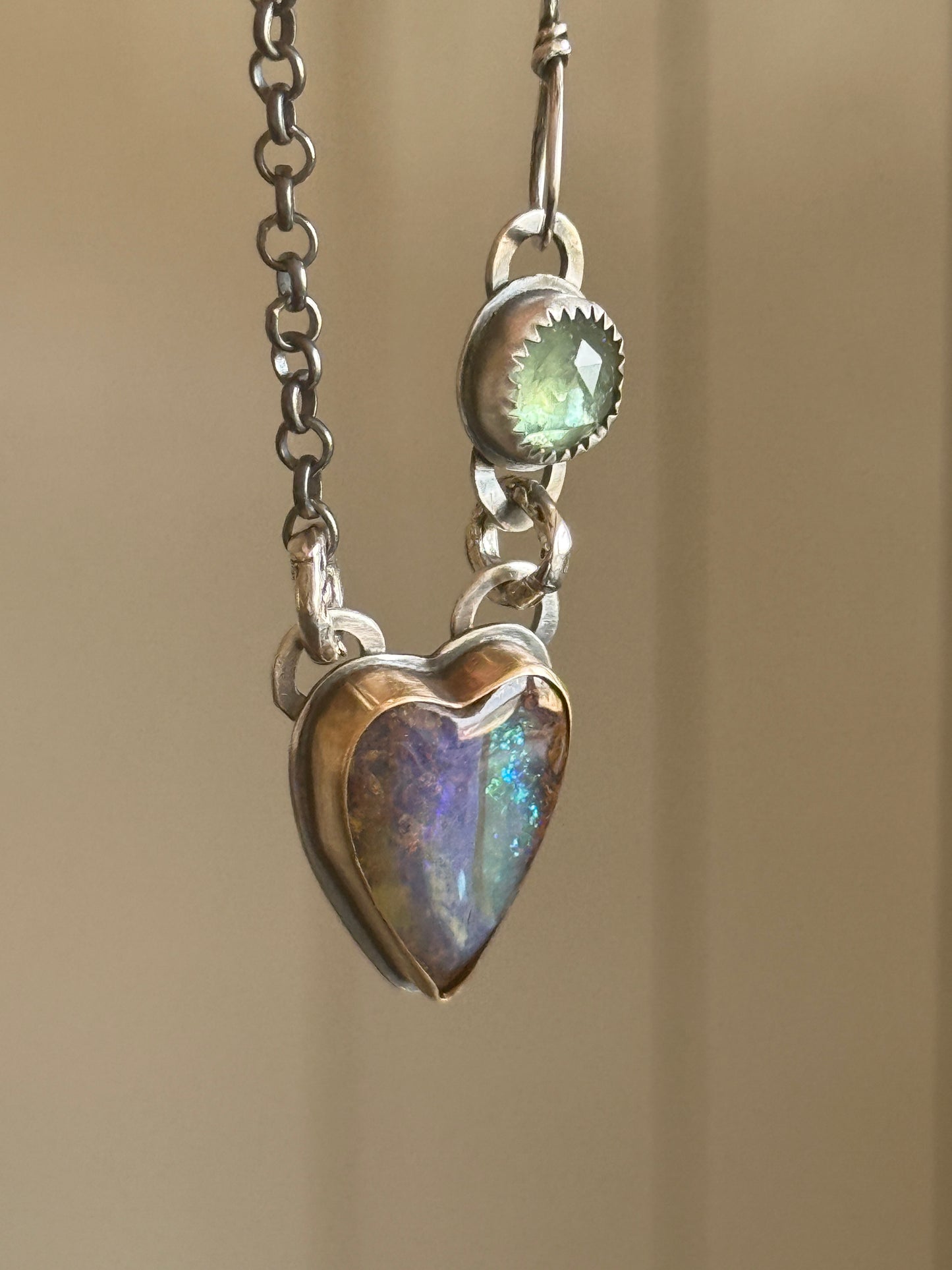Purple & Green Heart Opal Pendant