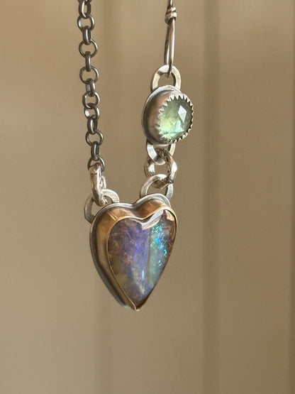 Purple & Green Heart Opal Pendant