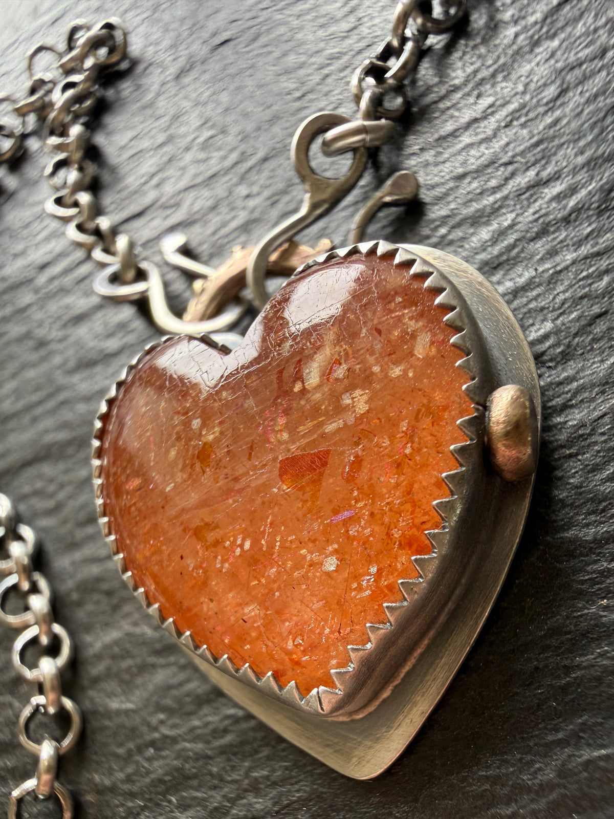 Rainbow Confetti Sunstone Pendant