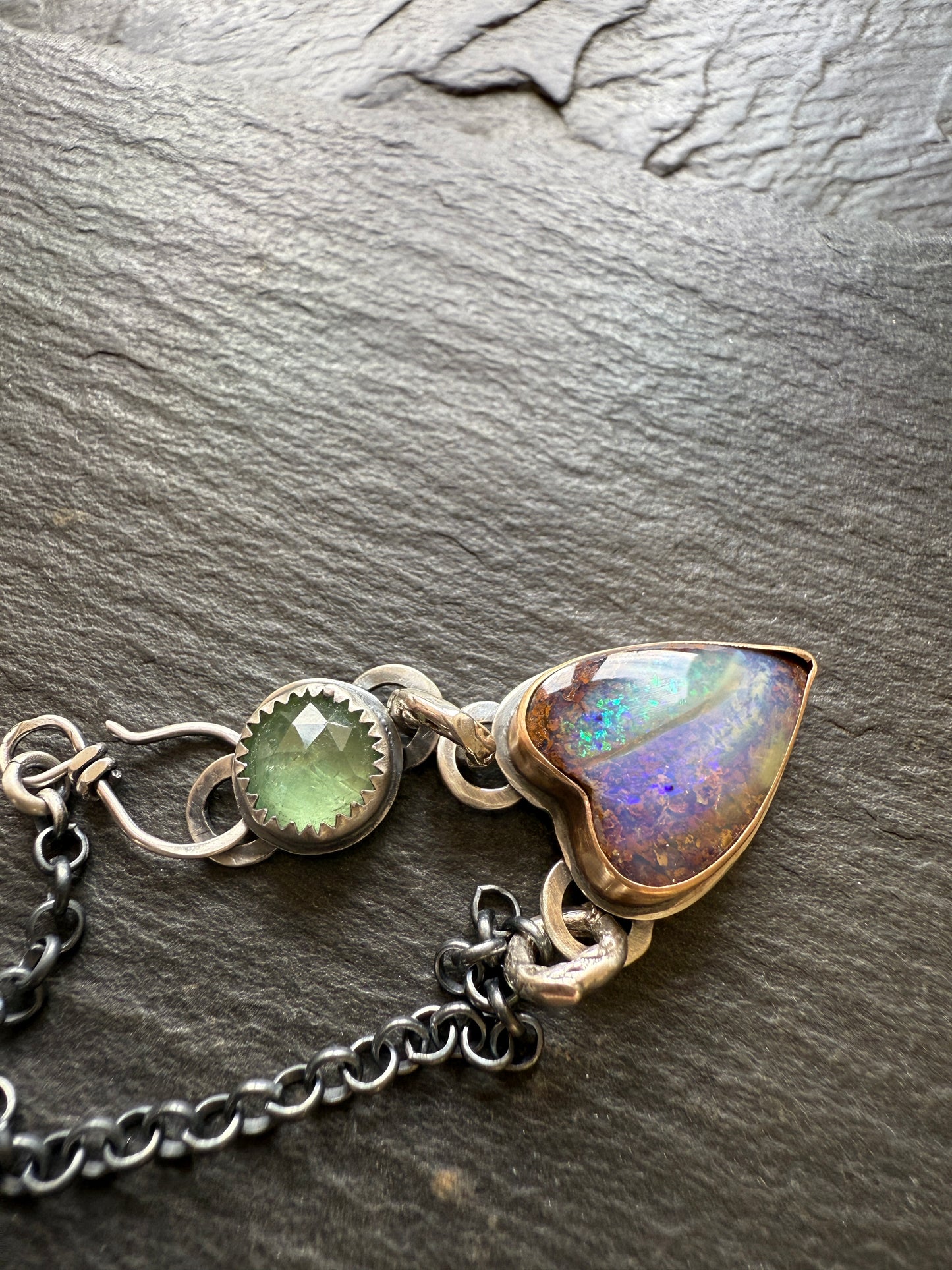 Purple & Green Heart Opal Pendant