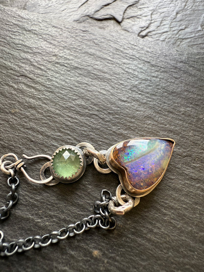 Purple & Green Heart Opal Pendant