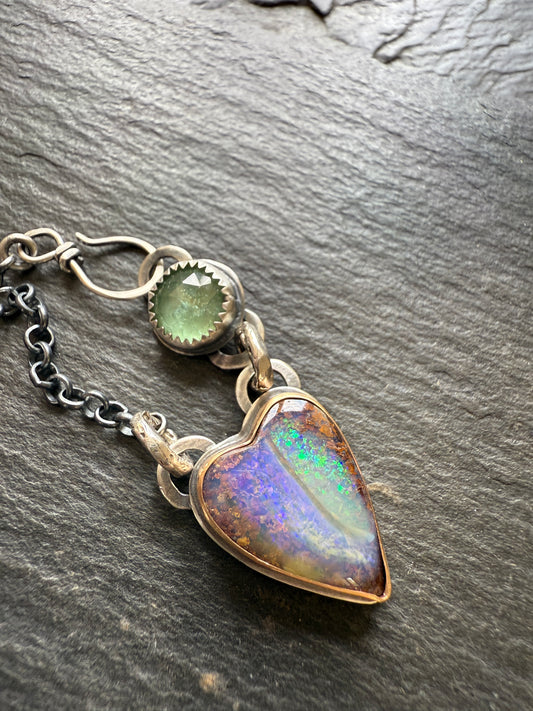 Purple & Green Heart Opal Pendant