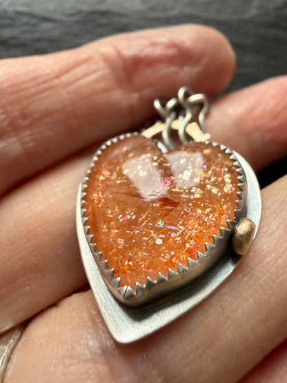 Rainbow Confetti Sunstone Pendant