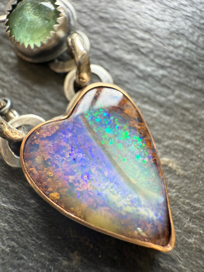 Purple & Green Heart Opal Pendant