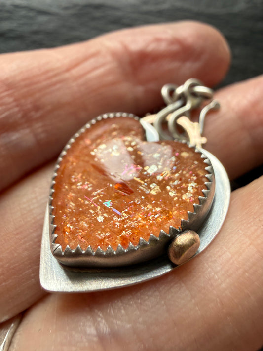 Rainbow Confetti Sunstone Pendant