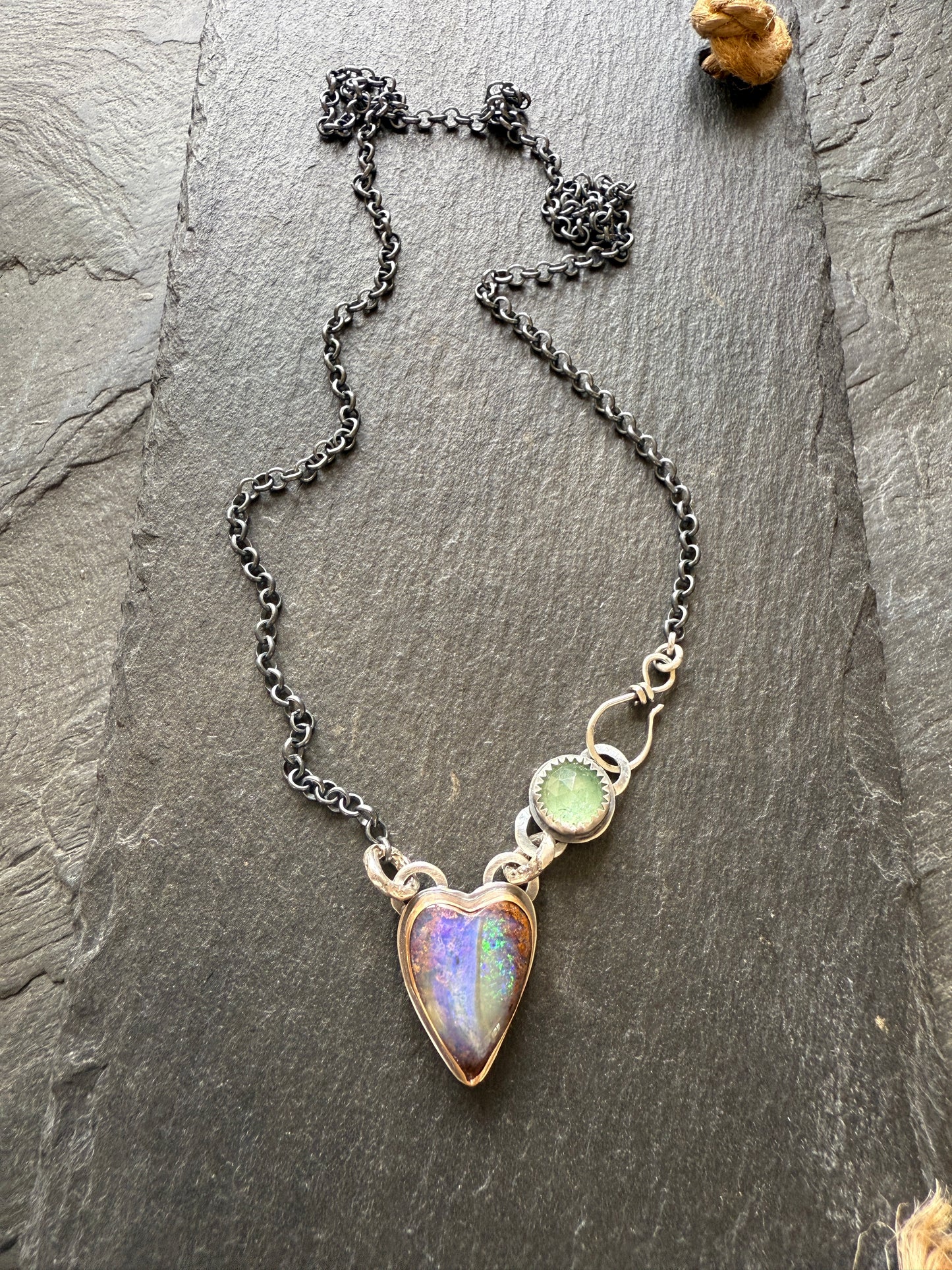 Purple & Green Heart Opal Pendant