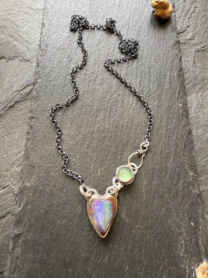Purple & Green Heart Opal Pendant
