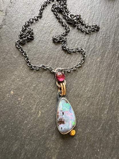 Pink Rhodalite Garnet & Opal