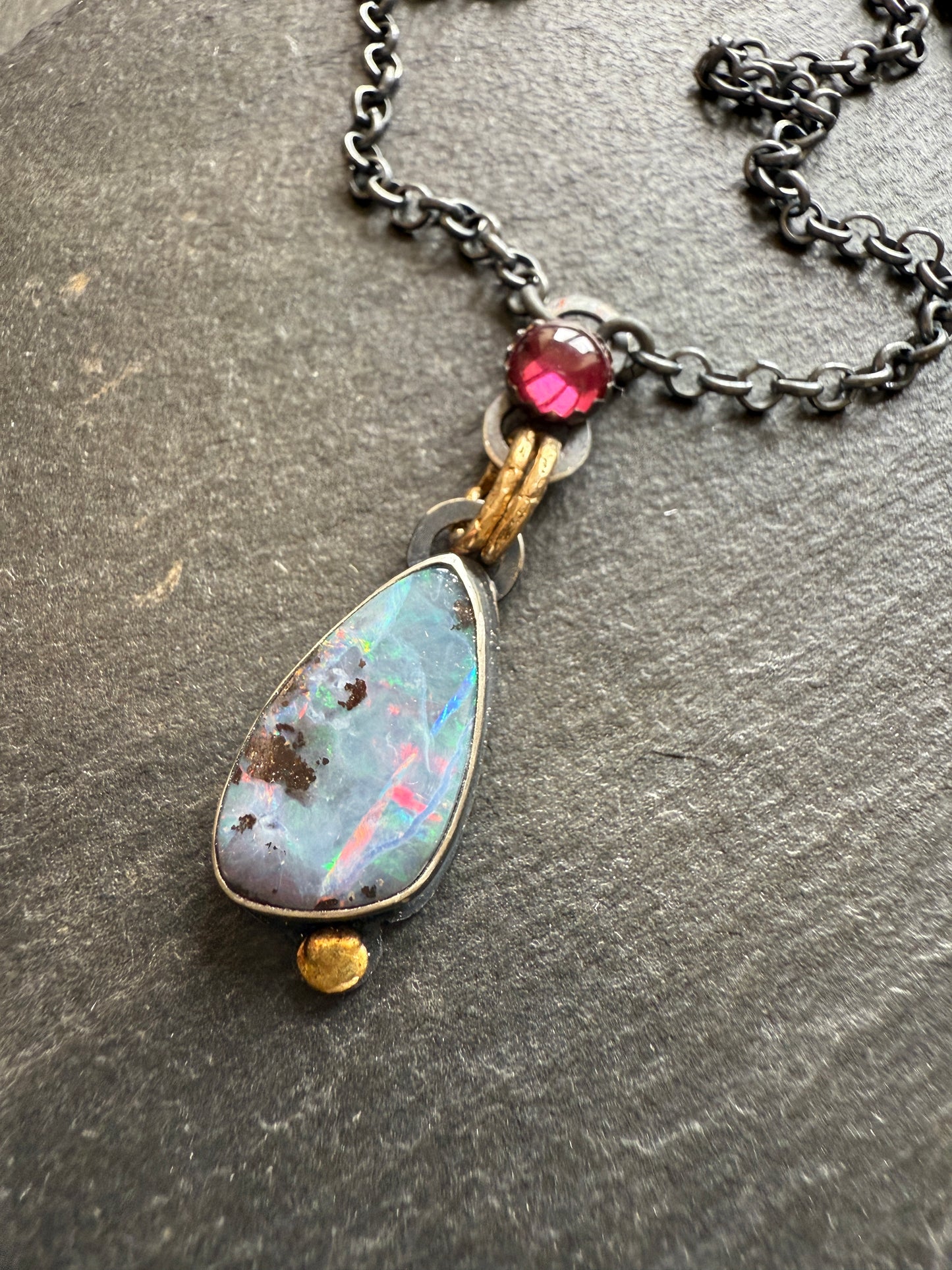 Pink Rhodalite Garnet & Opal