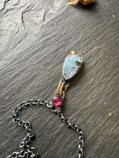 Pink Rhodalite Garnet & Opal