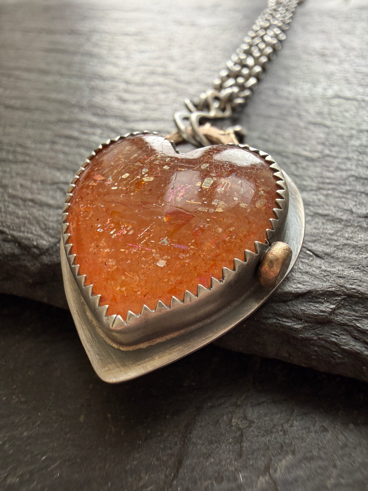 Rainbow Confetti Sunstone Pendant