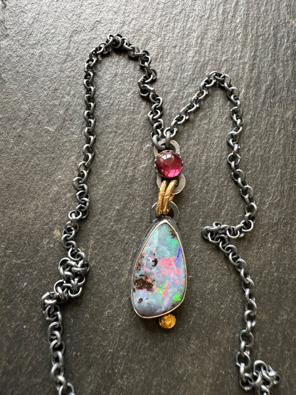Pink Rhodalite Garnet & Opal